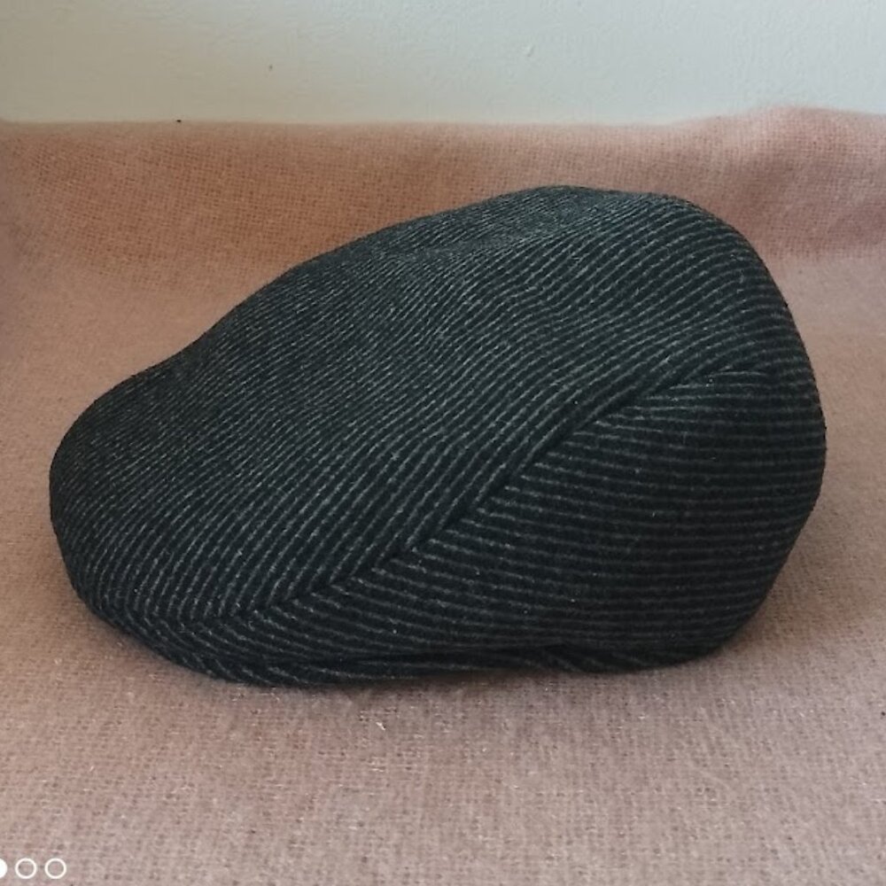London Fog Men's Pageboy Cap, Grey Herringbone, Size L